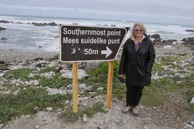 20090821085848 - Kathy at Southernmost Point of Africa, Cape Agulhas